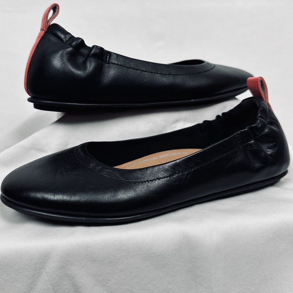 Fitflop Fit Flop Allegro Ballet Flats Sz 6 Black Leather Slip On Shoes Ballerina
